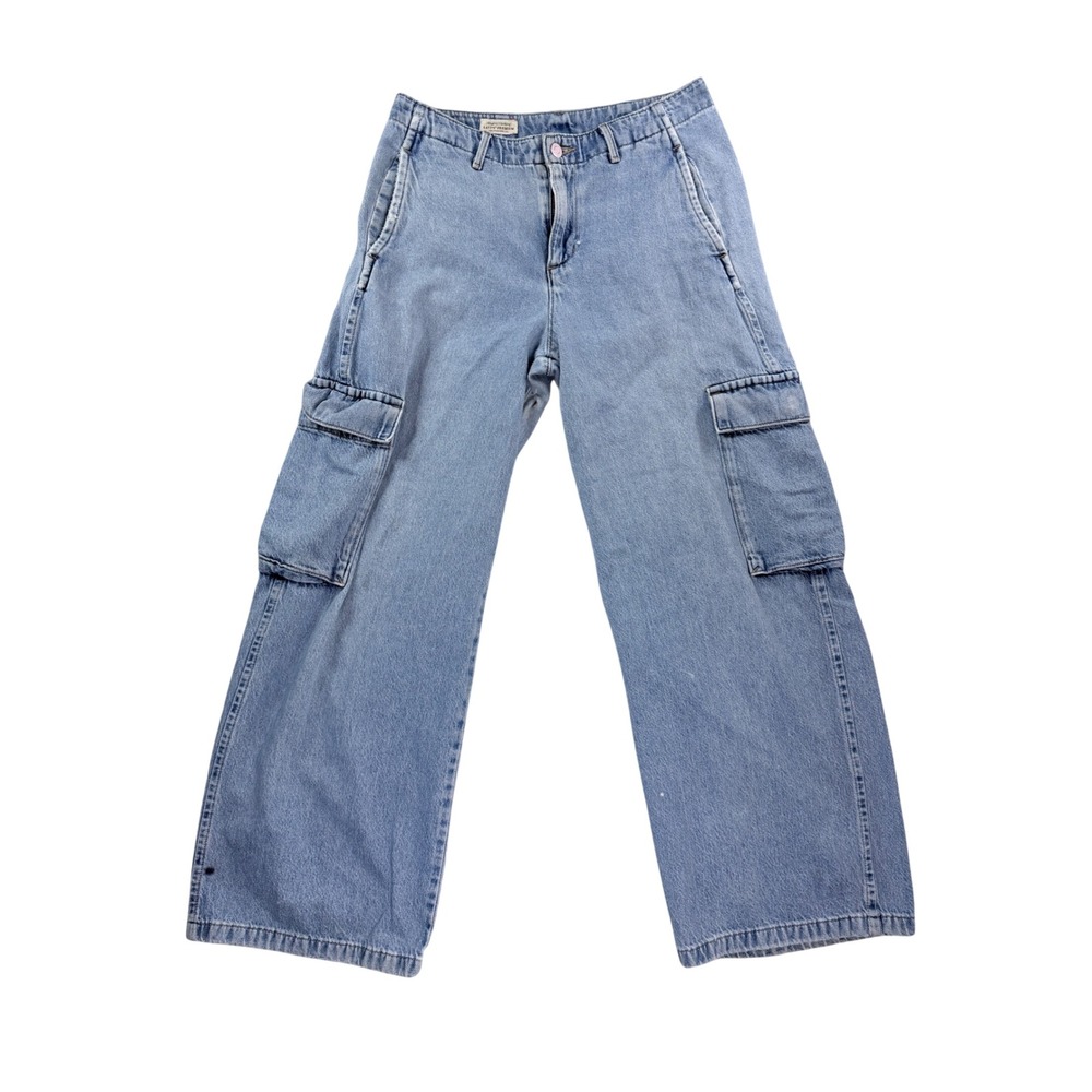 Levi's Premium Cargo Jeans Women 26 Blue Wide Skater Leg Baggy Utility A8540
